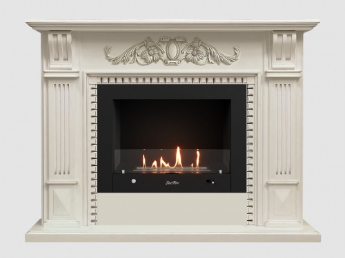 Каминный портал МДФ "Белфаст Люкс 1550" с биокамином Lux Fire "Фаер Бокс 4-30" (белый)